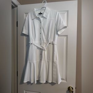 White Tommy Hilfiger Knit Utility Dress